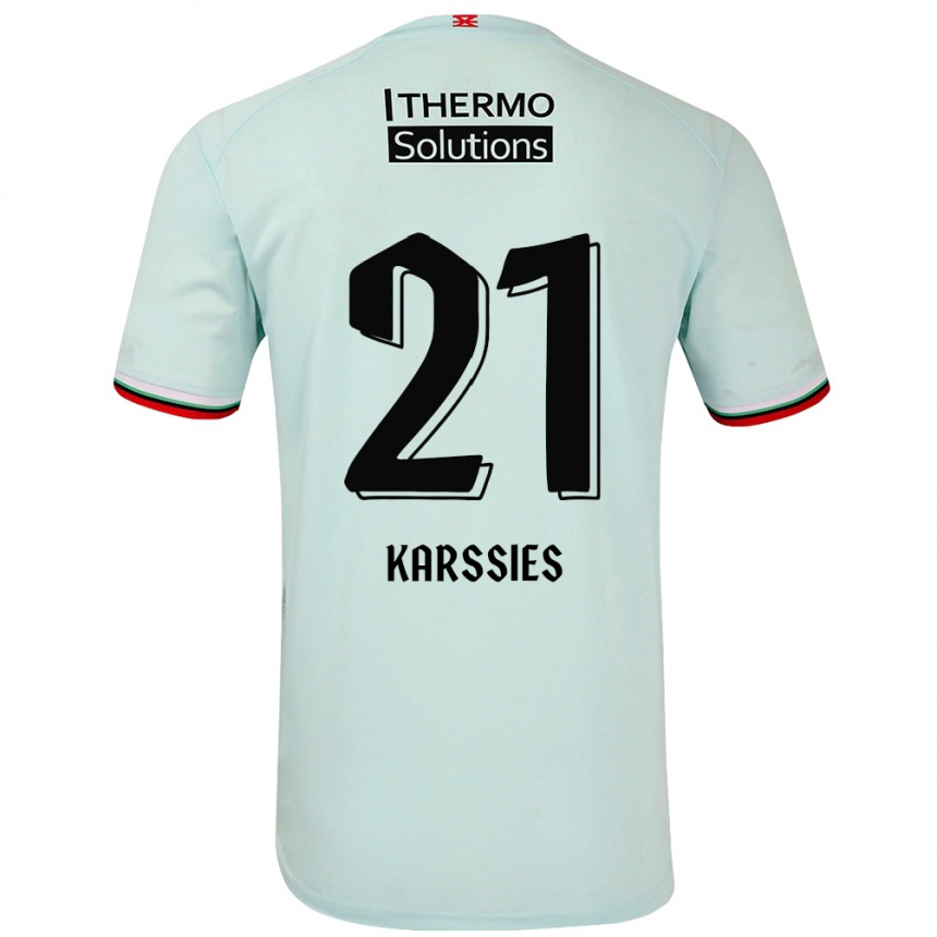 Kinder Fußball Sam Karssies #21 Hellgrün Auswärtstrikot Trikot 2024/25 T-Shirt Luxemburg