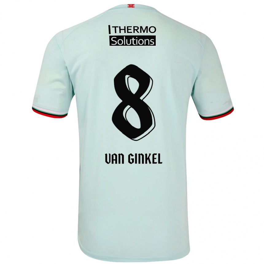 Kinder Fußball Danique Van Ginkel #8 Hellgrün Auswärtstrikot Trikot 2024/25 T-Shirt Luxemburg