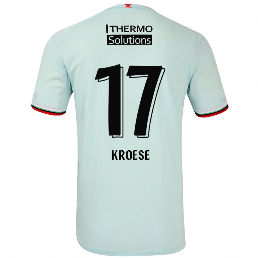 Kinder Fußball Fieke Kroese #17 Hellgrün Auswärtstrikot Trikot 2024/25 T-Shirt Luxemburg