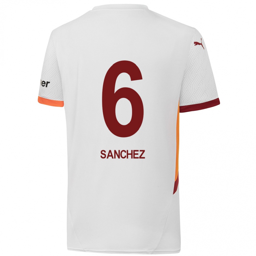 Kinder Fußball Davinson Sanchez #6 Weiß Gelb Rot Auswärtstrikot Trikot 2024/25 T-Shirt Luxemburg