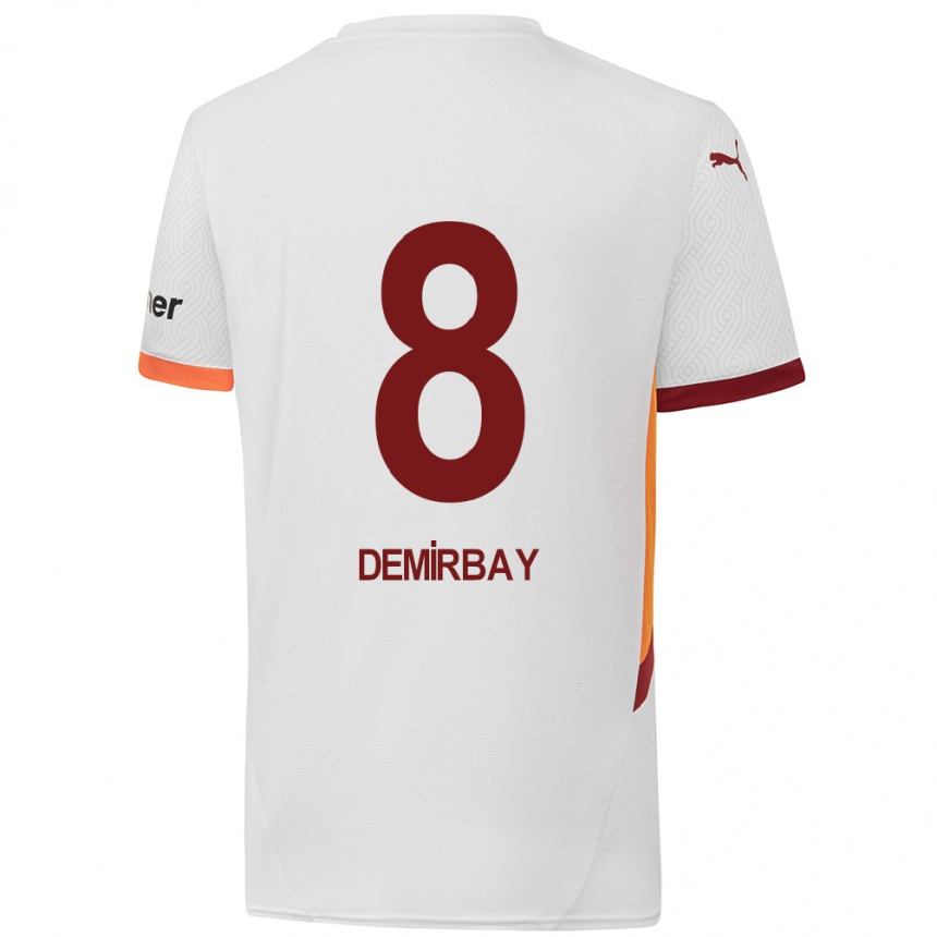 Kinder Fußball Kerem Demirbay #8 Weiß Gelb Rot Auswärtstrikot Trikot 2024/25 T-Shirt Luxemburg