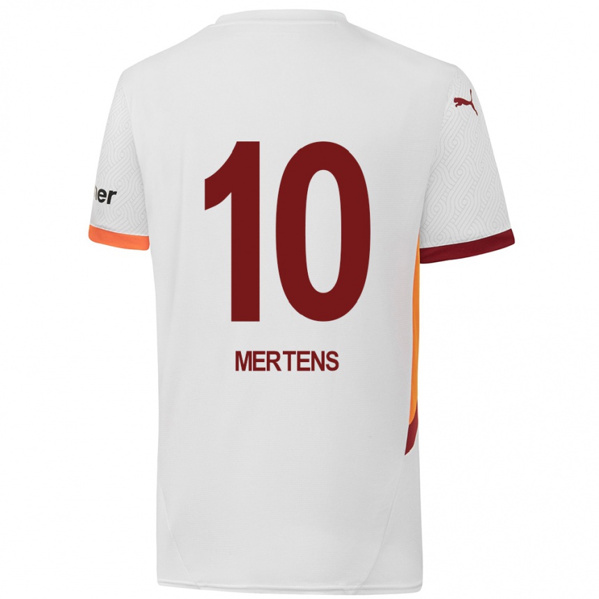 Kinder Fußball Dries Mertens #10 Weiß Gelb Rot Auswärtstrikot Trikot 2024/25 T-Shirt Luxemburg