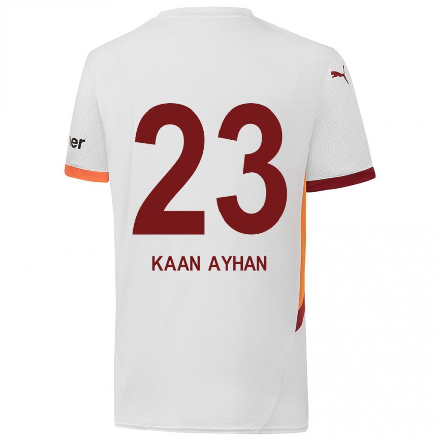 Kinder Fußball Kaan Ayhan #23 Weiß Gelb Rot Auswärtstrikot Trikot 2024/25 T-Shirt Luxemburg