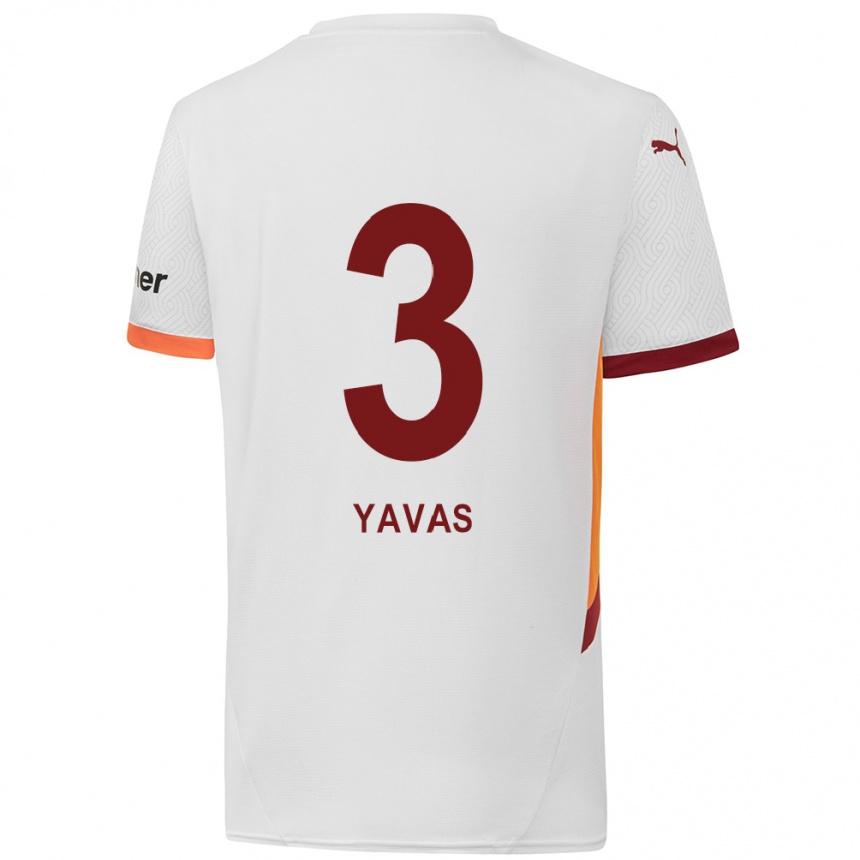 Kinder Fußball Arda Yavas #3 Weiß Gelb Rot Auswärtstrikot Trikot 2024/25 T-Shirt Luxemburg