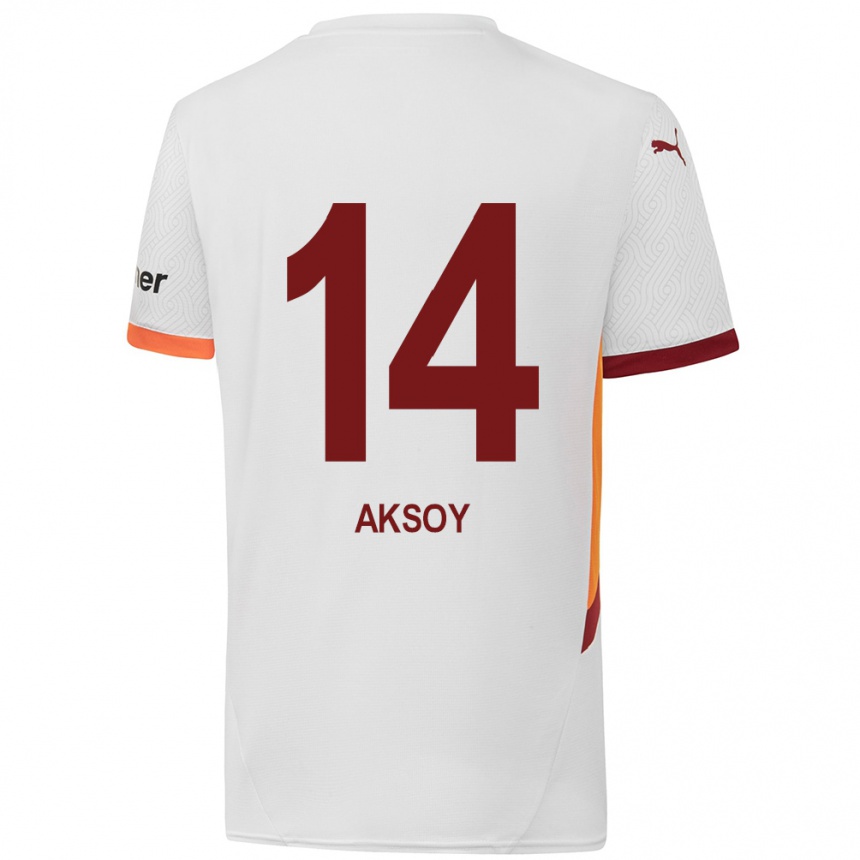 Kinder Fußball Berkan Aksoy #14 Weiß Gelb Rot Auswärtstrikot Trikot 2024/25 T-Shirt Luxemburg