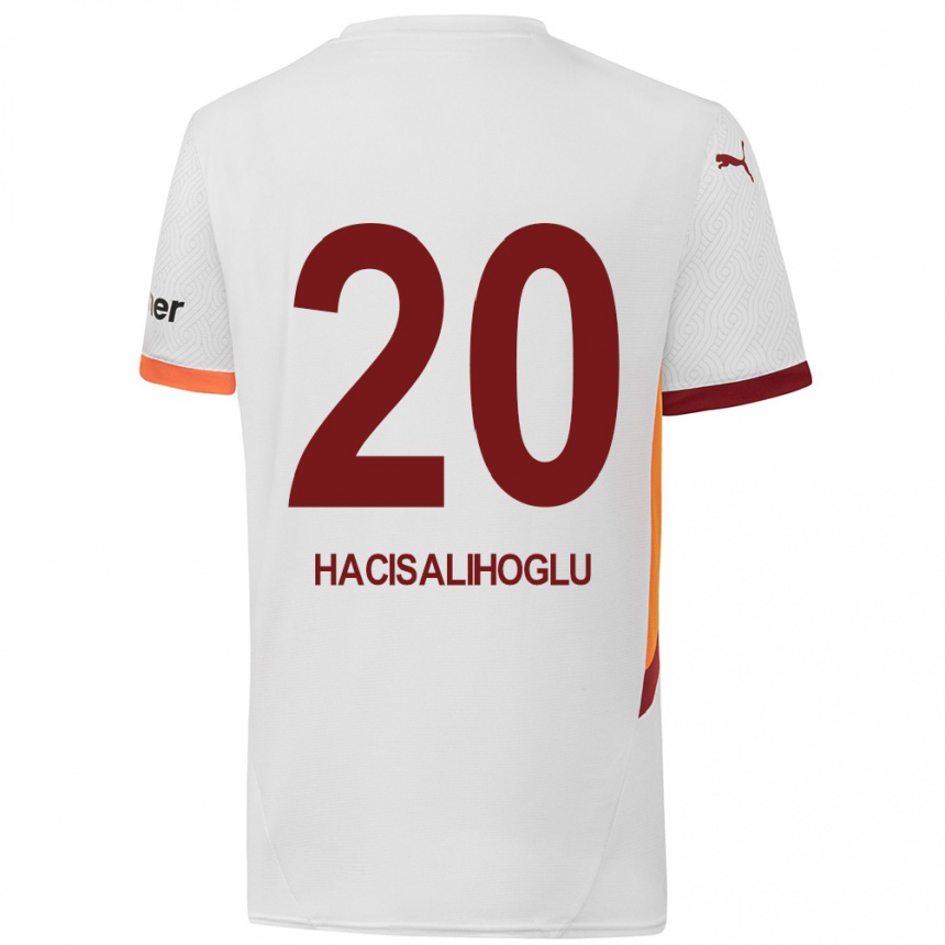 Kinder Fußball Arda Hacisalihoglu #20 Weiß Gelb Rot Auswärtstrikot Trikot 2024/25 T-Shirt Luxemburg