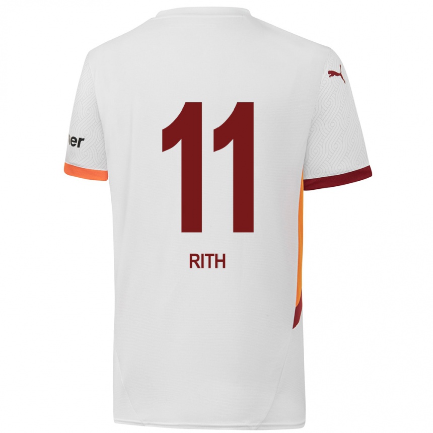 Kinder Fußball Monique Rith #11 Weiß Gelb Rot Auswärtstrikot Trikot 2024/25 T-Shirt Luxemburg