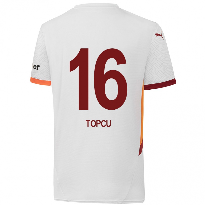 Kinder Fußball Ebru Topçu #16 Weiß Gelb Rot Auswärtstrikot Trikot 2024/25 T-Shirt Luxemburg