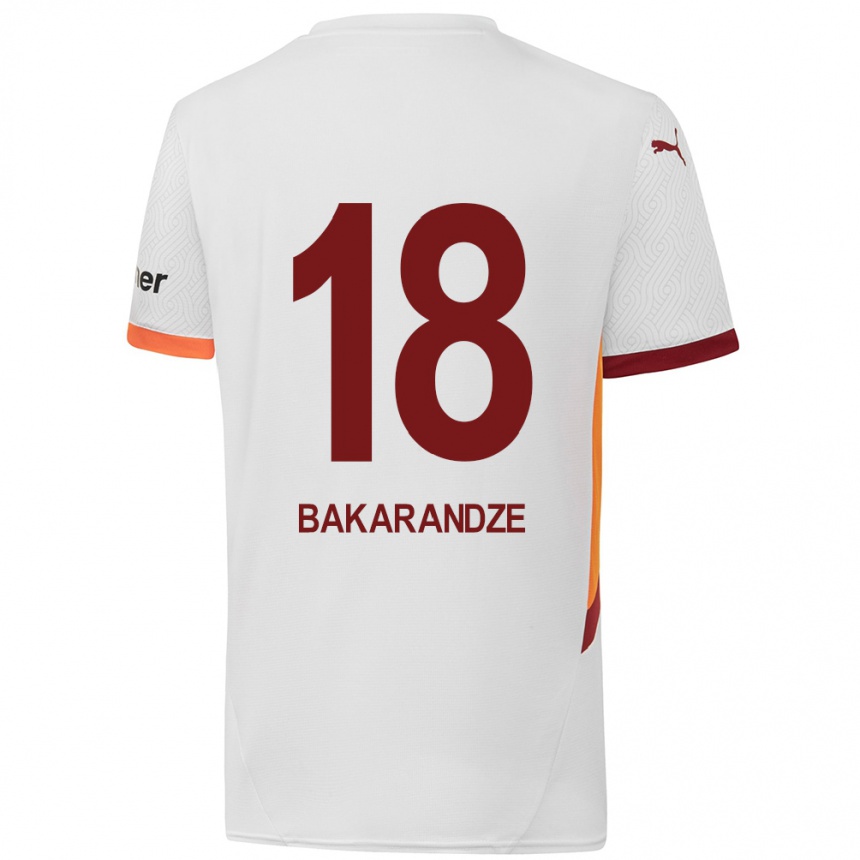 Kinder Fußball Kristina Bakarandze #18 Weiß Gelb Rot Auswärtstrikot Trikot 2024/25 T-Shirt Luxemburg