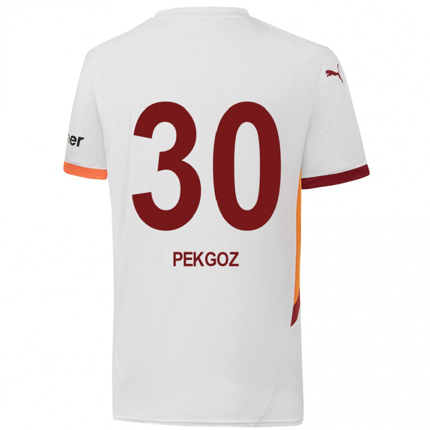 Kinder Fußball Berra Pekgöz #30 Weiß Gelb Rot Auswärtstrikot Trikot 2024/25 T-Shirt Luxemburg