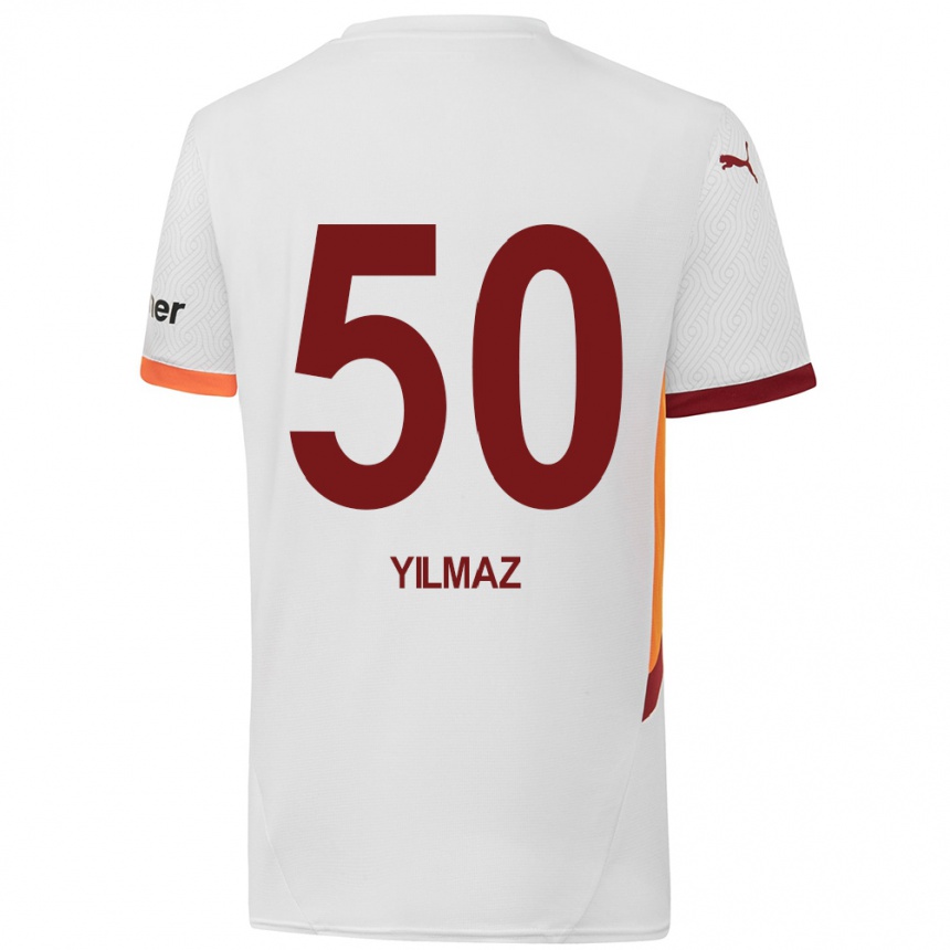 Kinder Fußball Jankat Yılmaz #50 Weiß Gelb Rot Auswärtstrikot Trikot 2024/25 T-Shirt Luxemburg