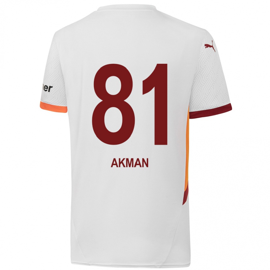 Kinder Fußball Hamza Akman #81 Weiß Gelb Rot Auswärtstrikot Trikot 2024/25 T-Shirt Luxemburg