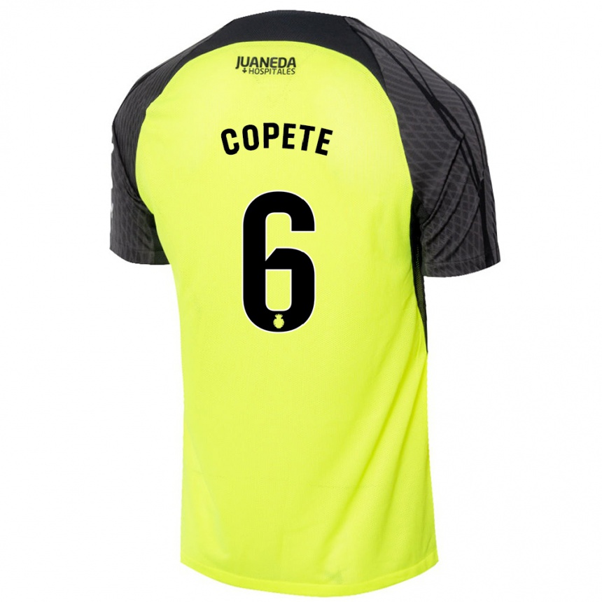 Kinder Fußball José Copete #6 Fluoreszierend Grün Schwarz Auswärtstrikot Trikot 2024/25 T-Shirt Luxemburg