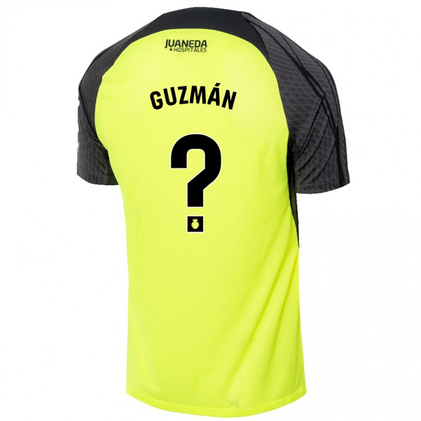 Kinder Fußball Samuel Guzmán #0 Fluoreszierend Grün Schwarz Auswärtstrikot Trikot 2024/25 T-Shirt Luxemburg