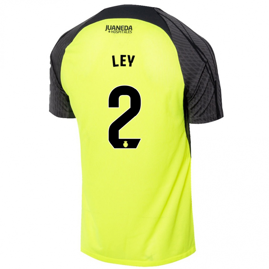 Kinder Fußball Yuzún Ley #2 Fluoreszierend Grün Schwarz Auswärtstrikot Trikot 2024/25 T-Shirt Luxemburg