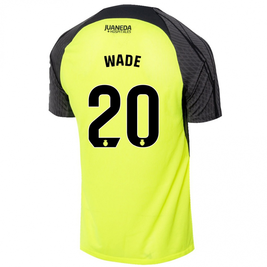 Kinder Fußball Sebas Wade #20 Fluoreszierend Grün Schwarz Auswärtstrikot Trikot 2024/25 T-Shirt Luxemburg