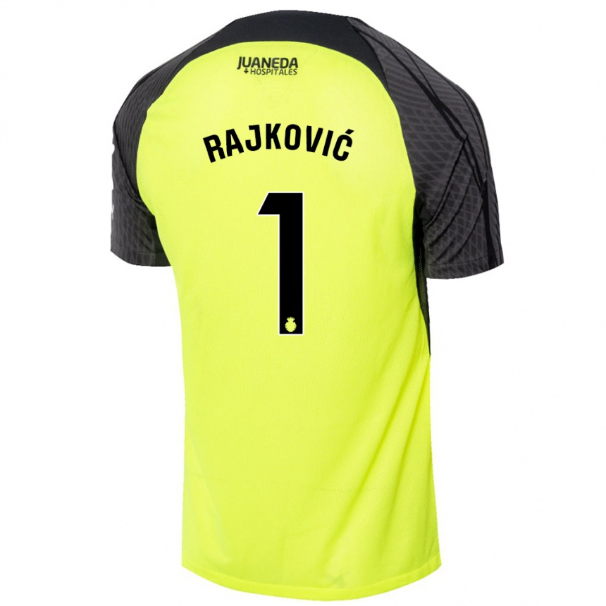 Kinder Fußball Predrag Rajkovic #1 Fluoreszierend Grün Schwarz Auswärtstrikot Trikot 2024/25 T-Shirt Luxemburg