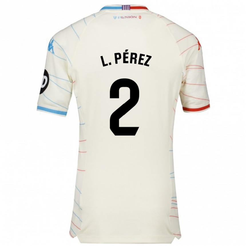 Kinder Fußball Luis Pérez #2 Weiß Rot Blau Auswärtstrikot Trikot 2024/25 T-Shirt Luxemburg