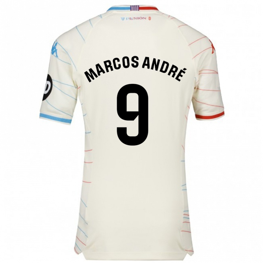 Kinder Fußball Marcos André #9 Weiß Rot Blau Auswärtstrikot Trikot 2024/25 T-Shirt Luxemburg