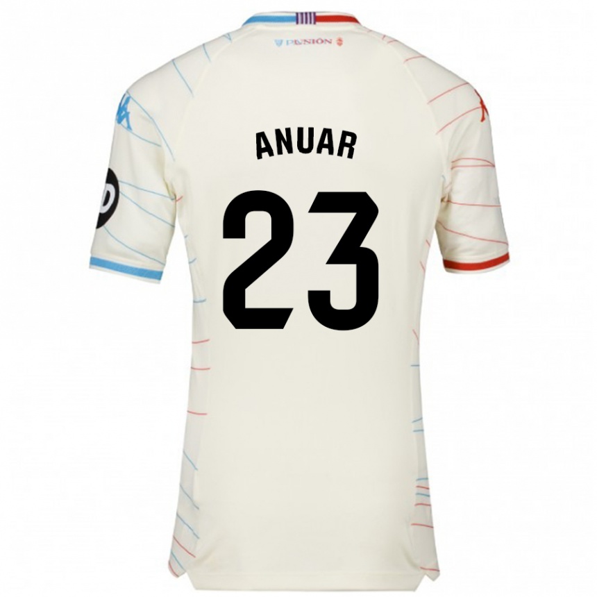 Kinder Fußball Anuar #23 Weiß Rot Blau Auswärtstrikot Trikot 2024/25 T-Shirt Luxemburg