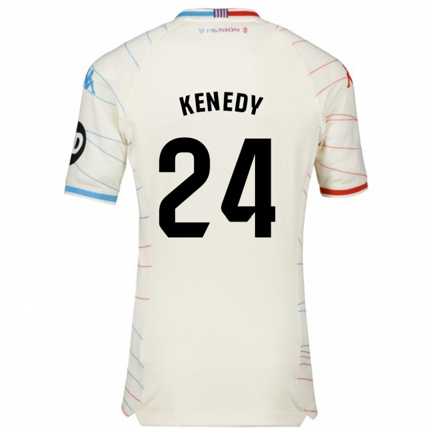 Kinder Fußball Kenedy #24 Weiß Rot Blau Auswärtstrikot Trikot 2024/25 T-Shirt Luxemburg