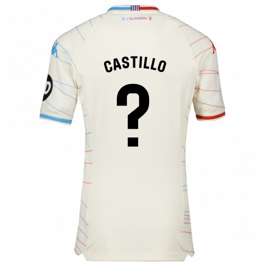 Kinder Fußball Gonzalo Castillo #0 Weiß Rot Blau Auswärtstrikot Trikot 2024/25 T-Shirt Luxemburg