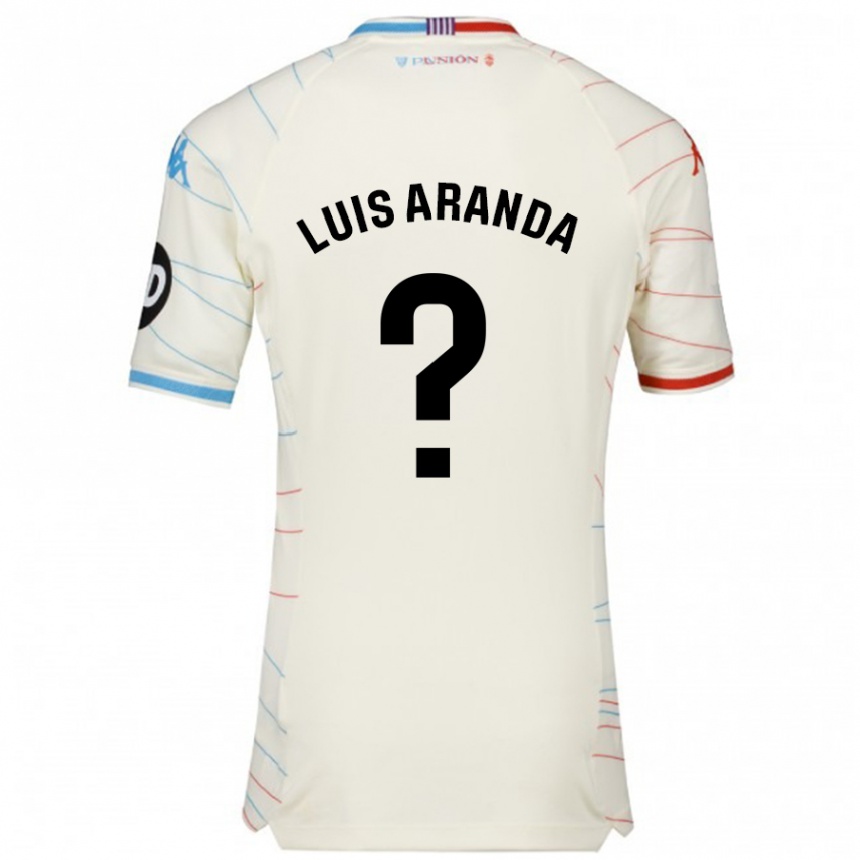 Kinder Fußball José Luis Aranda #0 Weiß Rot Blau Auswärtstrikot Trikot 2024/25 T-Shirt Luxemburg