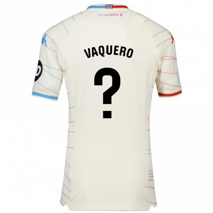 Kinder Fußball Fernando Vaquero #0 Weiß Rot Blau Auswärtstrikot Trikot 2024/25 T-Shirt Luxemburg