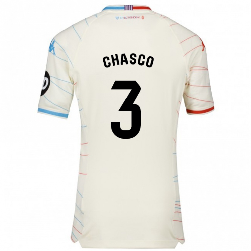 Kinder Fußball Raúl Chasco #3 Weiß Rot Blau Auswärtstrikot Trikot 2024/25 T-Shirt Luxemburg