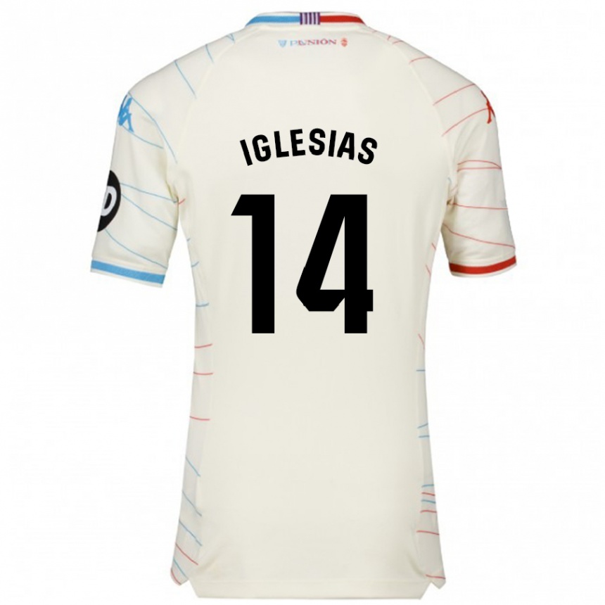 Kinder Fußball Koke Iglesias #14 Weiß Rot Blau Auswärtstrikot Trikot 2024/25 T-Shirt Luxemburg