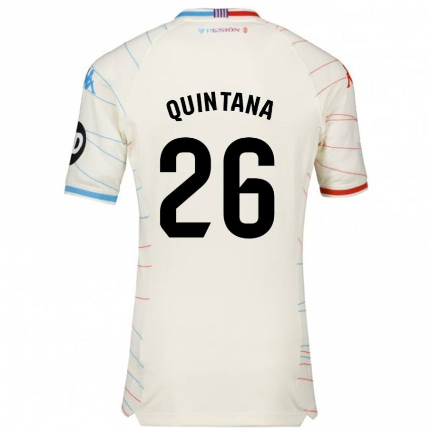 Kinder Fußball Alberto Quintana #26 Weiß Rot Blau Auswärtstrikot Trikot 2024/25 T-Shirt Luxemburg