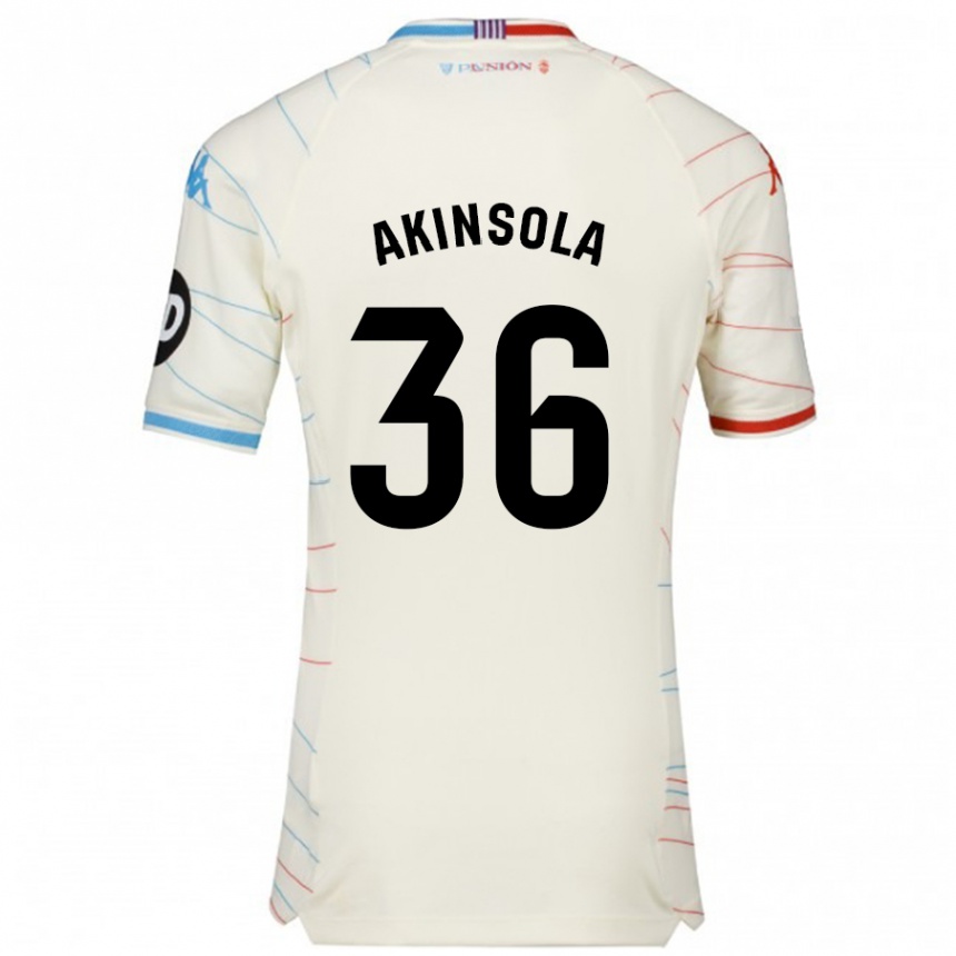 Kinder Fußball Tunde Akinsola #36 Weiß Rot Blau Auswärtstrikot Trikot 2024/25 T-Shirt Luxemburg