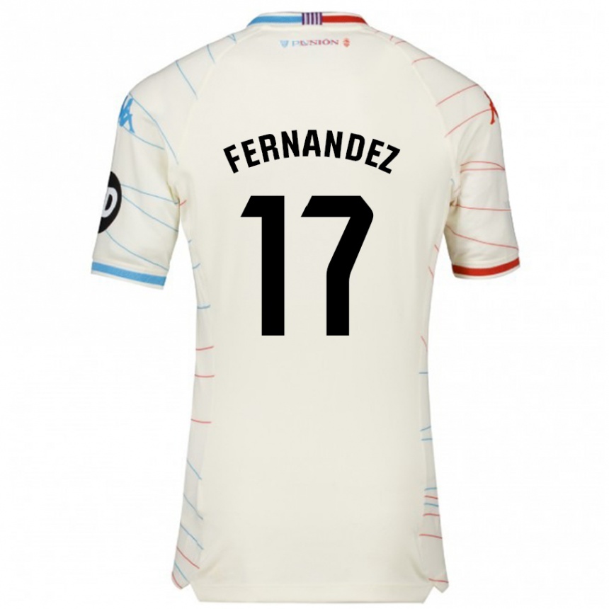 Kinder Fußball Dani Fernández #17 Weiß Rot Blau Auswärtstrikot Trikot 2024/25 T-Shirt Luxemburg