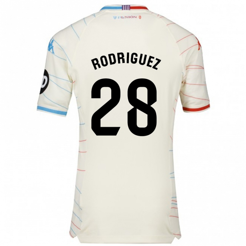 Kinder Fußball Yago Rodríguez #28 Weiß Rot Blau Auswärtstrikot Trikot 2024/25 T-Shirt Luxemburg