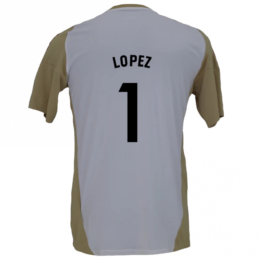 Kinder Fußball Luis López #1 Braunweiß Auswärtstrikot Trikot 2024/25 T-Shirt Luxemburg