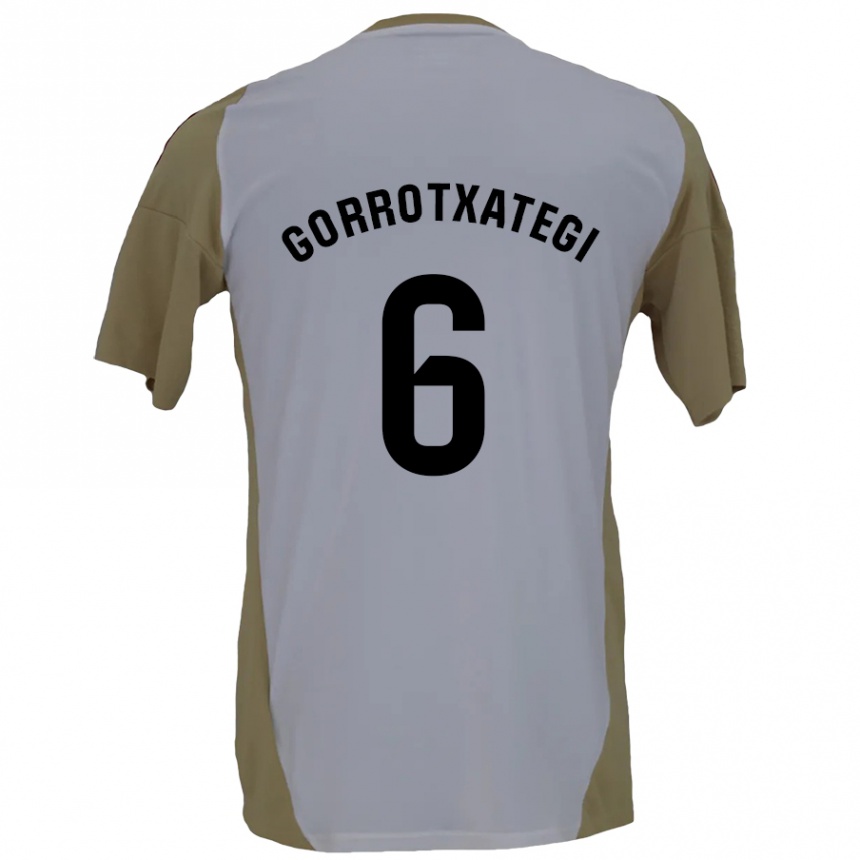 Kinder Fußball Jon Gorrotxategi #6 Braunweiß Auswärtstrikot Trikot 2024/25 T-Shirt Luxemburg