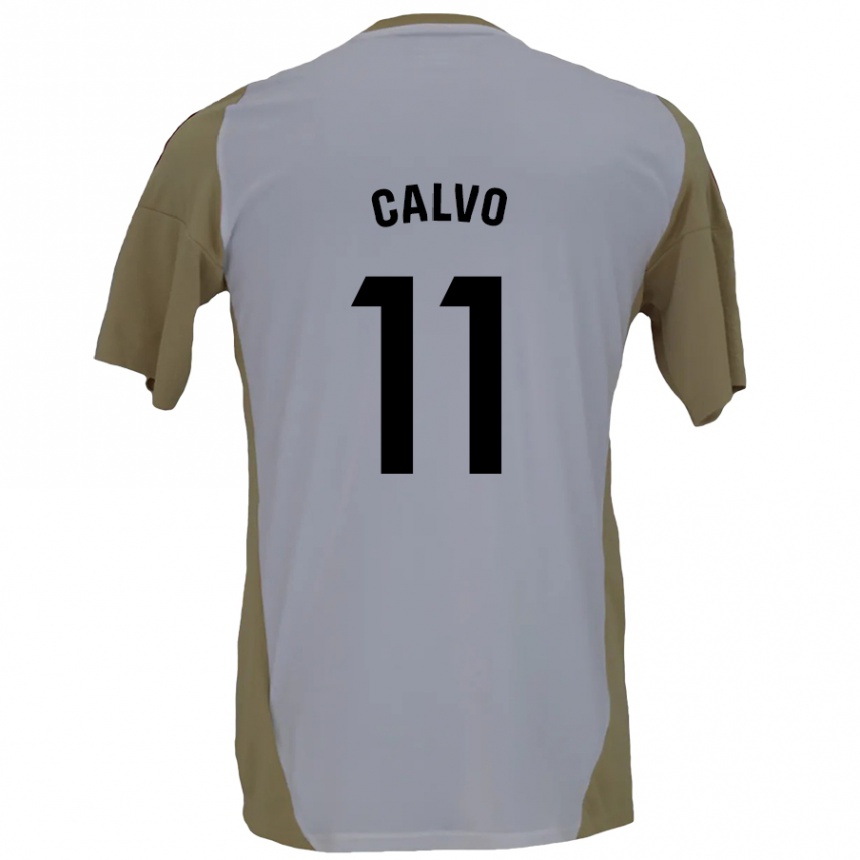 Kinder Fußball Álex Calvo #11 Braunweiß Auswärtstrikot Trikot 2024/25 T-Shirt Luxemburg