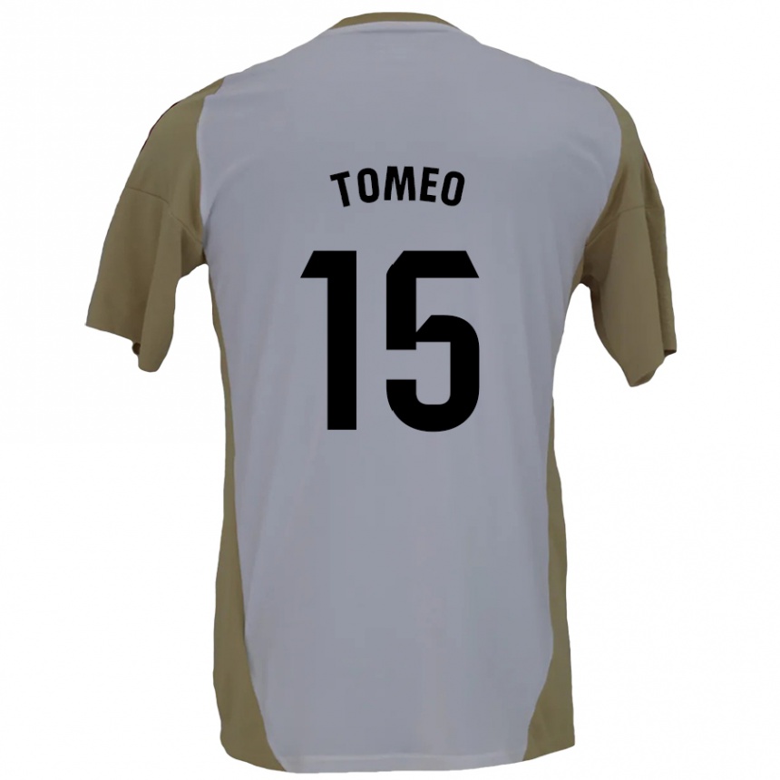 Kinder Fußball Pablo Tomeo #15 Braunweiß Auswärtstrikot Trikot 2024/25 T-Shirt Luxemburg