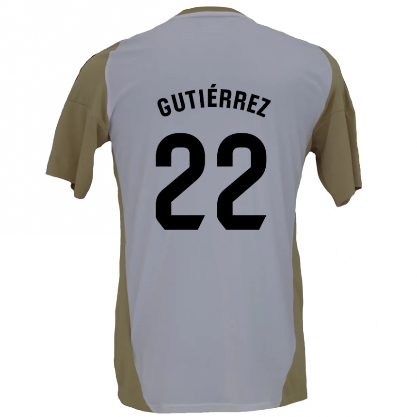 Kinder Fußball Juan Gutiérrez #22 Braunweiß Auswärtstrikot Trikot 2024/25 T-Shirt Luxemburg