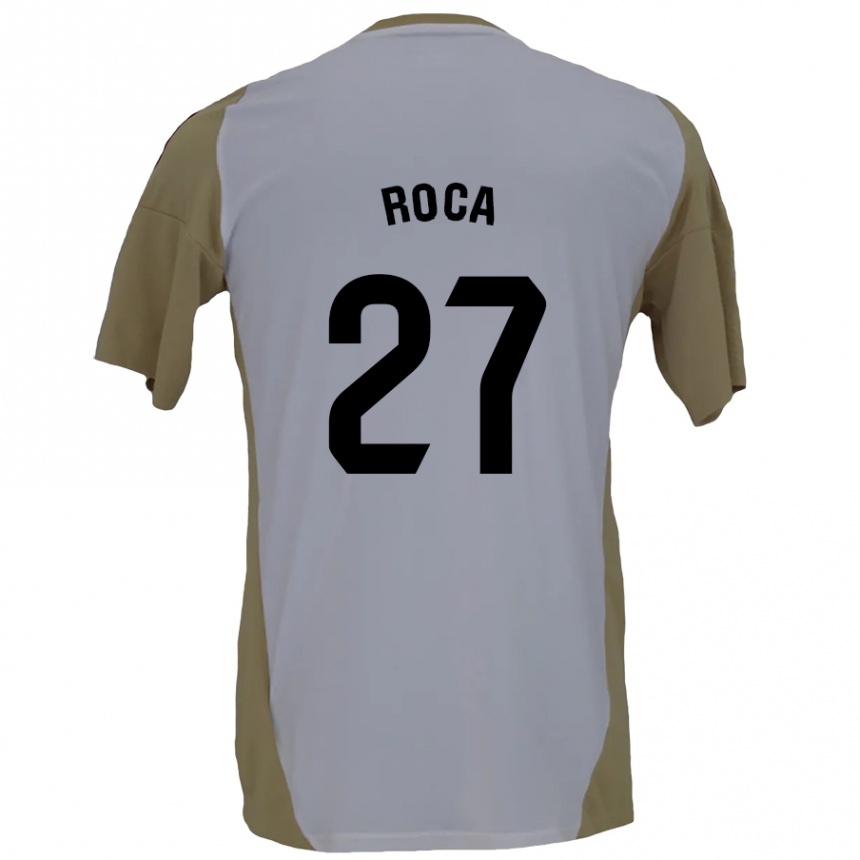 Kinder Fußball Joel Roca #27 Braunweiß Auswärtstrikot Trikot 2024/25 T-Shirt Luxemburg