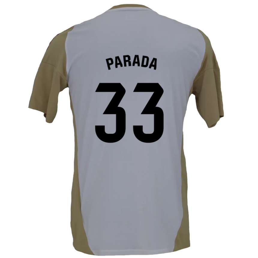 Kinder Fußball Victor Parada #33 Braunweiß Auswärtstrikot Trikot 2024/25 T-Shirt Luxemburg