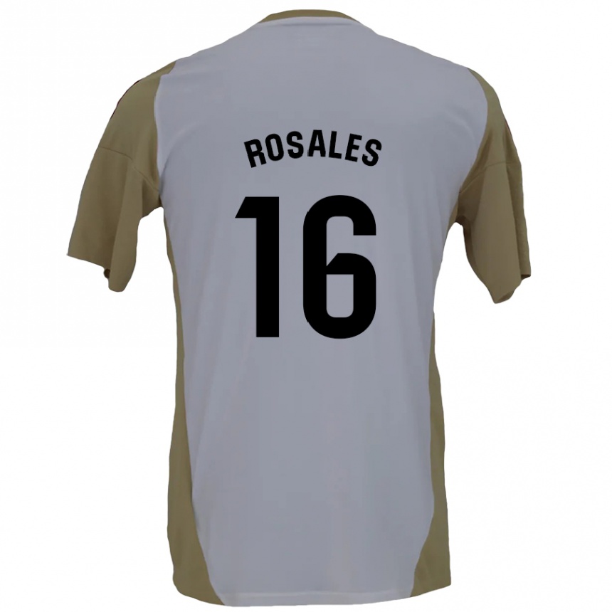 Kinder Fußball Diego Rosales #16 Braunweiß Auswärtstrikot Trikot 2024/25 T-Shirt Luxemburg