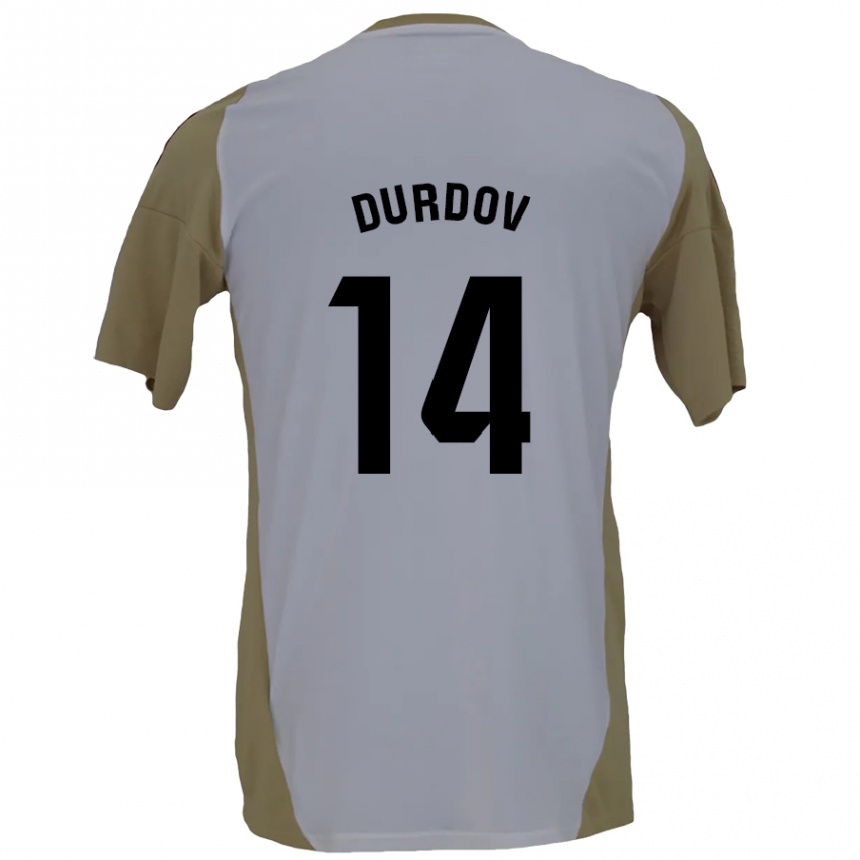 Kinder Fußball Ivan Durdov #14 Braunweiß Auswärtstrikot Trikot 2024/25 T-Shirt Luxemburg