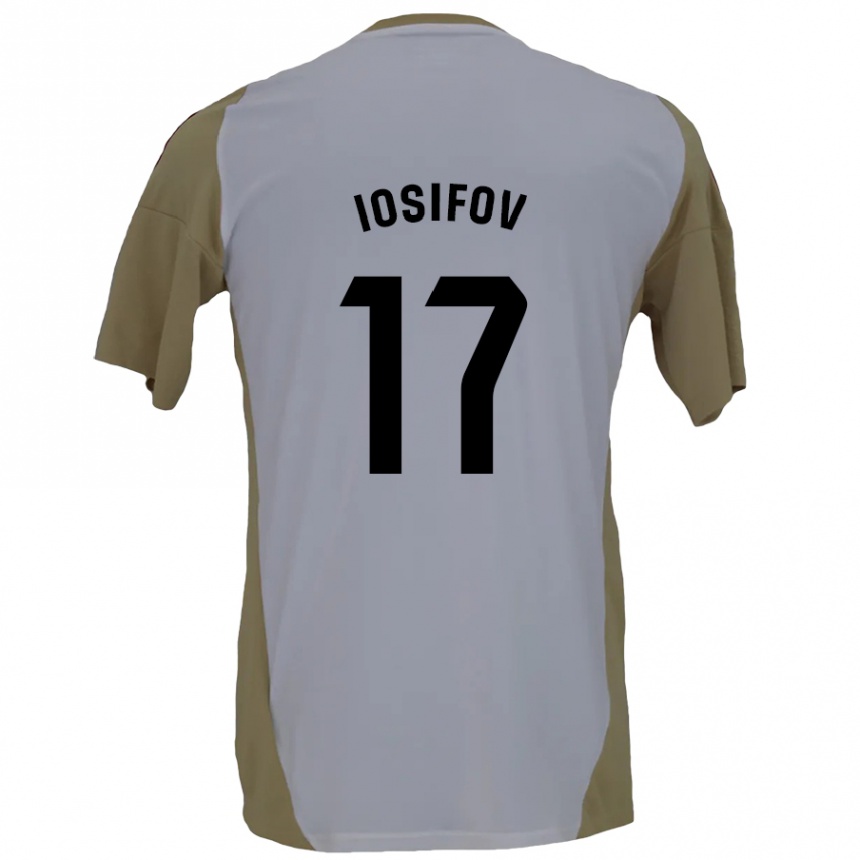 Kinder Fußball Nikita Iosifov #17 Braunweiß Auswärtstrikot Trikot 2024/25 T-Shirt Luxemburg