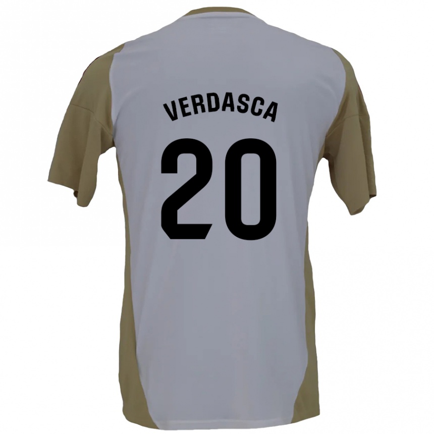 Kinder Fußball Diogo Verdasca #20 Braunweiß Auswärtstrikot Trikot 2024/25 T-Shirt Luxemburg