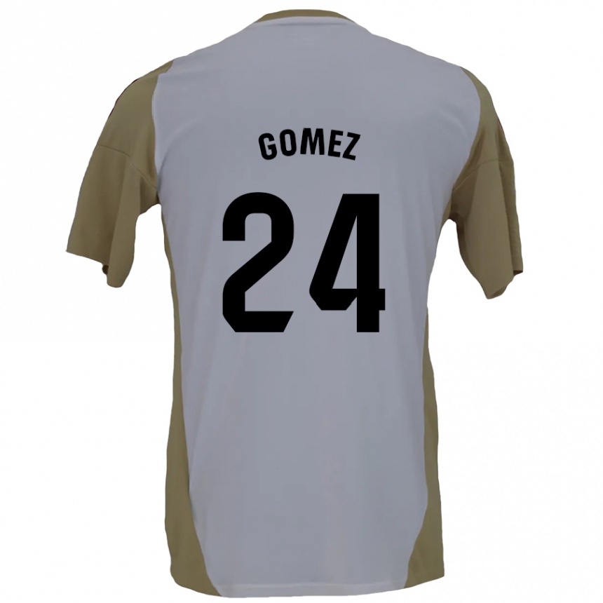 Kinder Fußball Jonathan Gómez #24 Braunweiß Auswärtstrikot Trikot 2024/25 T-Shirt Luxemburg