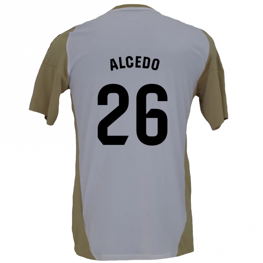 Kinder Fußball Juan María Alcedo #26 Braunweiß Auswärtstrikot Trikot 2024/25 T-Shirt Luxemburg