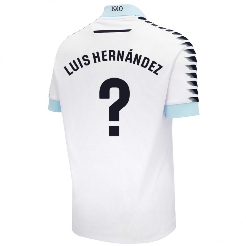 Kinder Fußball Luis Hernández #0 Weiß Blau Auswärtstrikot Trikot 2024/25 T-Shirt Luxemburg