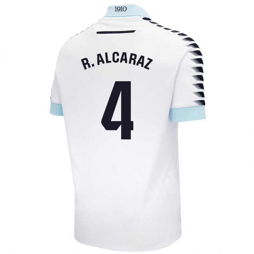 Kinder Fußball Rubén Alcaraz #4 Weiß Blau Auswärtstrikot Trikot 2024/25 T-Shirt Luxemburg