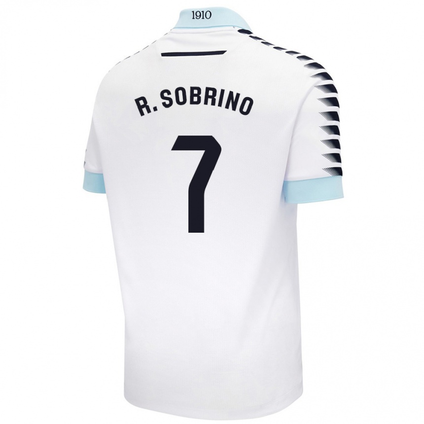 Kinder Fußball Rubén Sobrino #7 Weiß Blau Auswärtstrikot Trikot 2024/25 T-Shirt Luxemburg